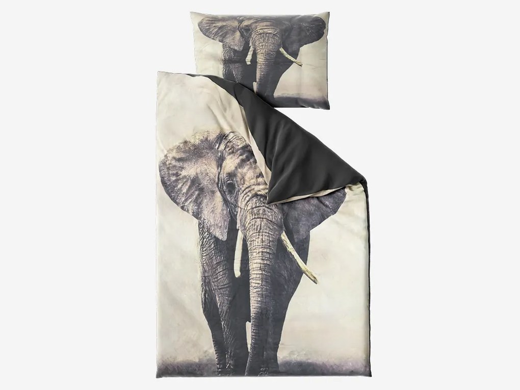 PrzytulneMieszkanie.pl PrzytulneMieszkanie.pl Pościel 3D z mikrofibry SŁOŃ, szara Rozmiar pościeli: 70 x 90 cm | 140 x 200 cm
