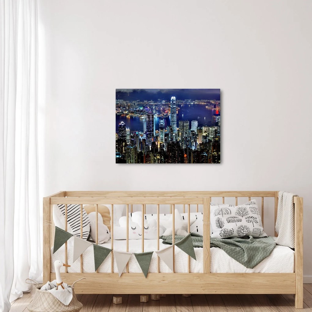 Obraz drapaczy chmur w nocy (70x50 cm)