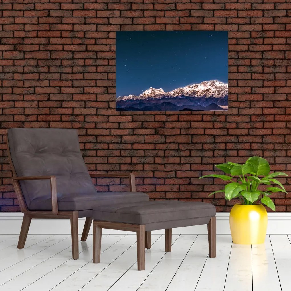 Obraz na szkle - góry i nocne niebo (70x50 cm)