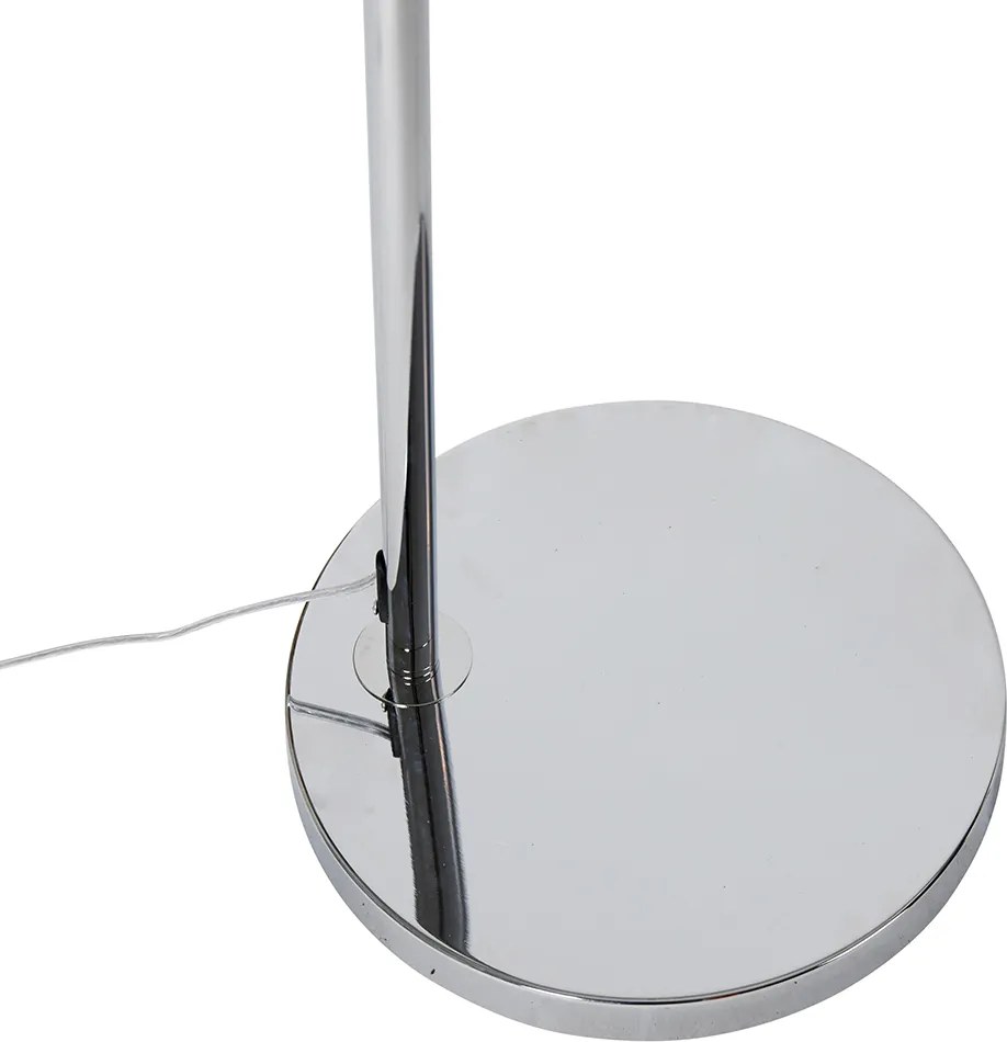 Nowoczesna lampa łukowa chromowana z białym kloszem - Arc Basic