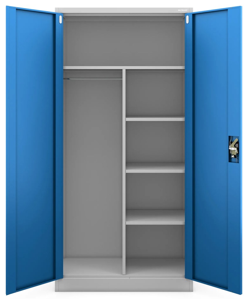 Szafa gospodarcza zamykana DAWID 900 x 1850 x 450 mm, szaro-niebieska