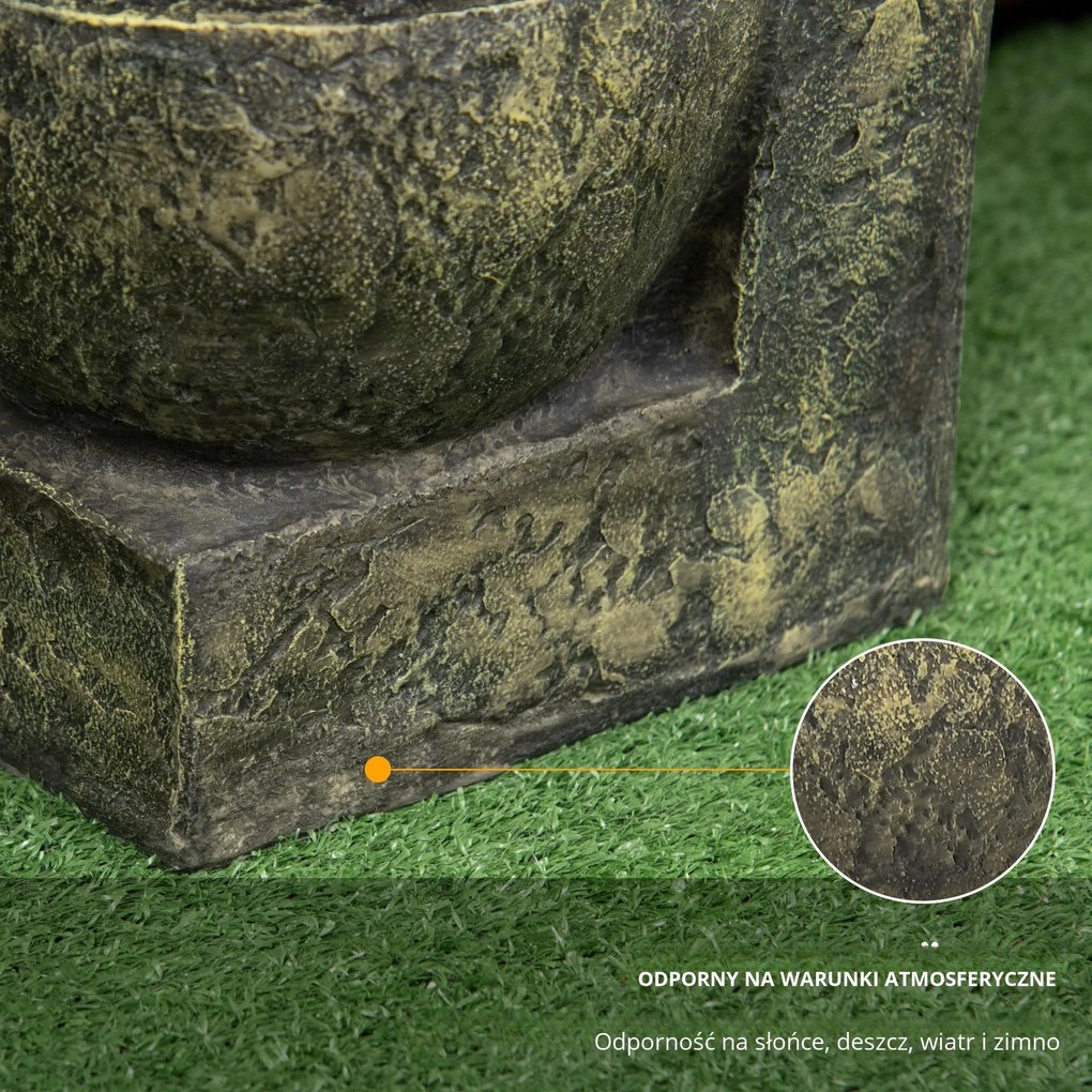 Outsunny Mała Fontanna Ogrodowa - Fontanna Ogrodowa 25cm, Vintage, Sztuczny, 25cmx24cmx60cm, Szara | Aosom PL