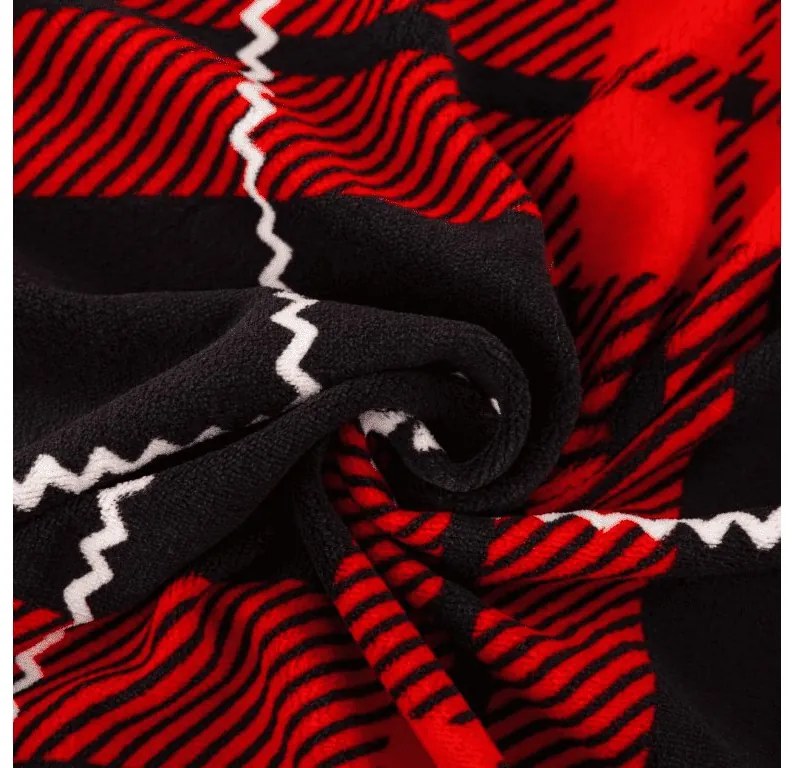 PrzytulneMieszkanie.pl PrzytulneMieszkanie.pl PrzytulneMieszkanie.pl Zestaw pościeli z mikropluszu + prześcieradło 90x200 cm ALBURY czerwone, pojedyncze łóżko