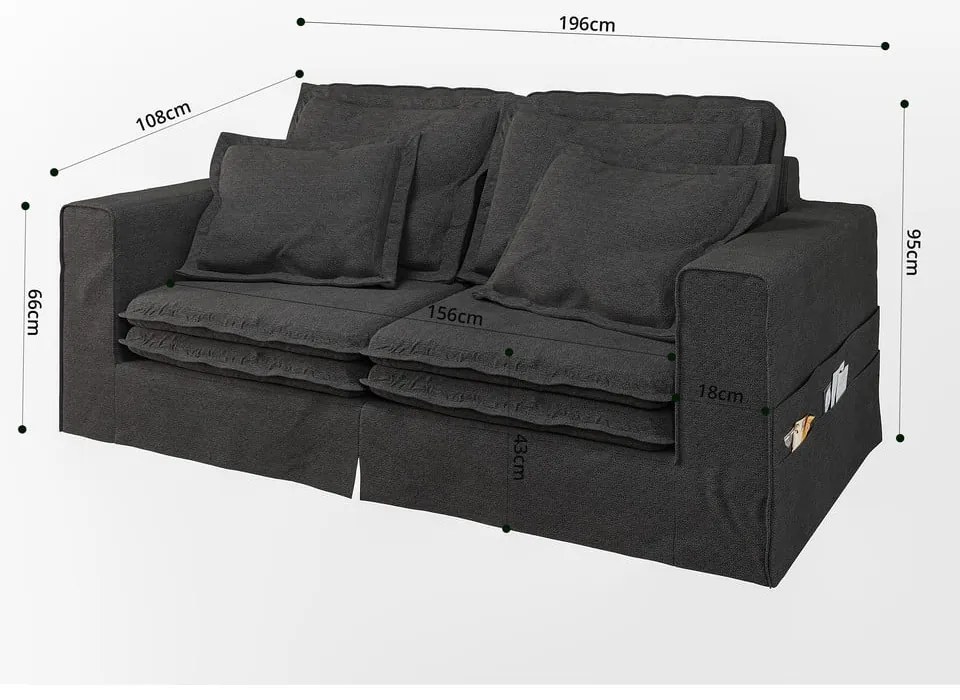 Czarna sofa 196 cm Nora – Ropez