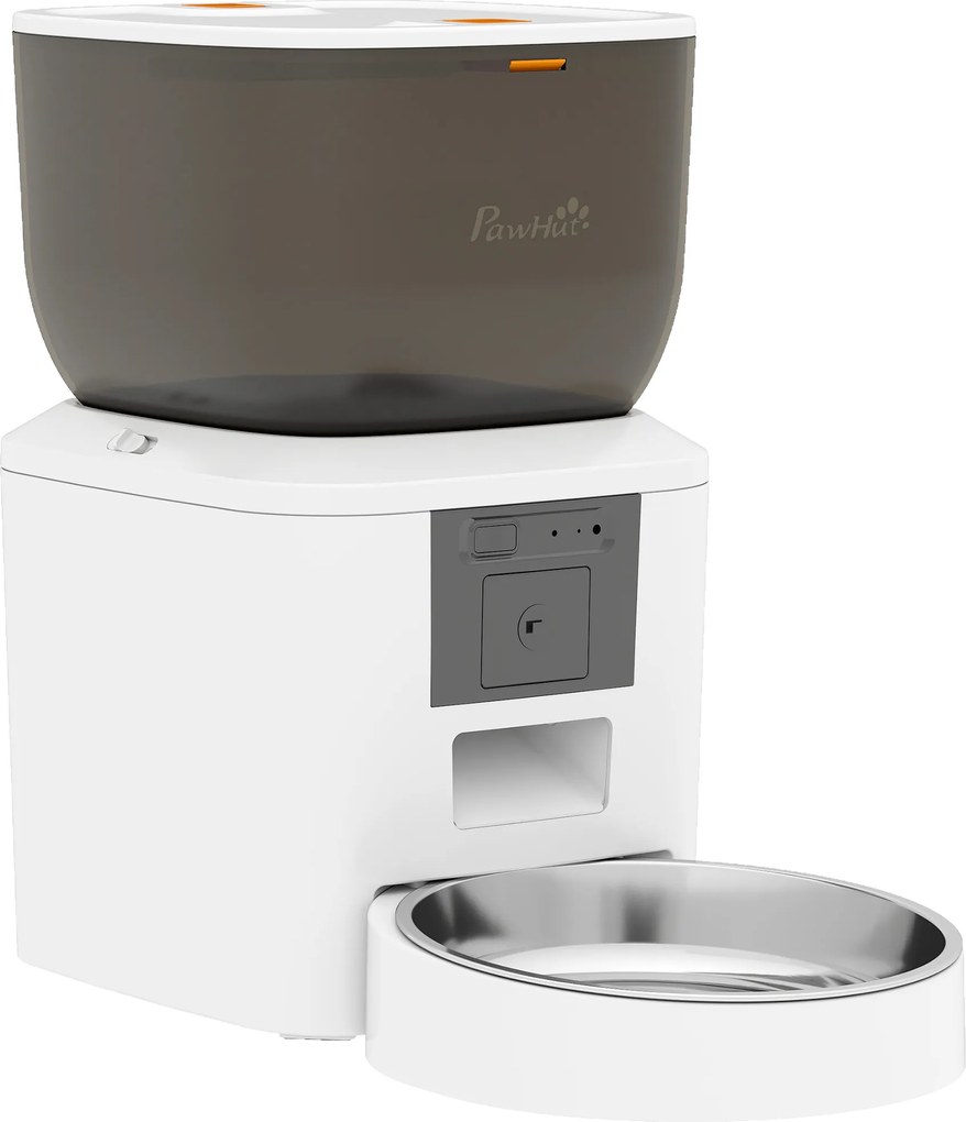 PawHut Automat do karmienia kota z kamerą, 2,4 GHz WLAN, sterowanie aplikacją, 4L automat na 1–10 posiłków, dwukierunkowe audio | Aosom PL