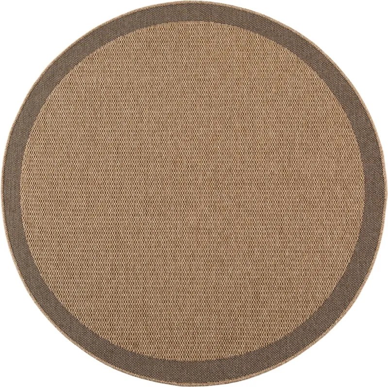 Dywan zewnętrzny Timber Ramka beżowy koło 120 cm x 120 cm