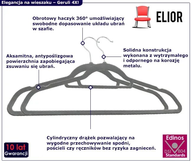 Komplet 50 szt. wieszaków na ubrania do szafy - Telafo 4X