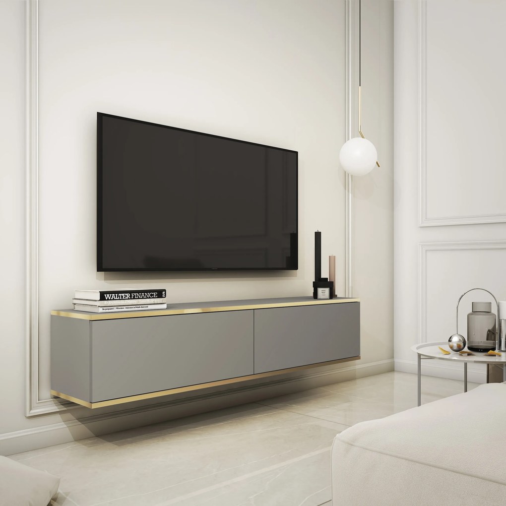 Szafka RTV wisząca VENEZIA 135 cm do Salonu pod Telewizor - Szary