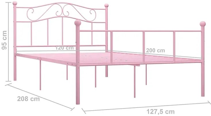 Różowe metalowe łóżko podwójne 120x200 cm - Fiosa