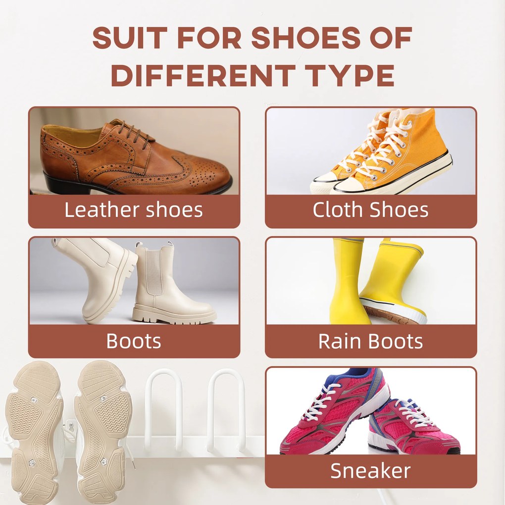 HOMCOM Suszarka do Butów, Elektryczna, Do 55° C, Montaż Ścienny, Stal, Biała, 76 x 13 x 17 cm