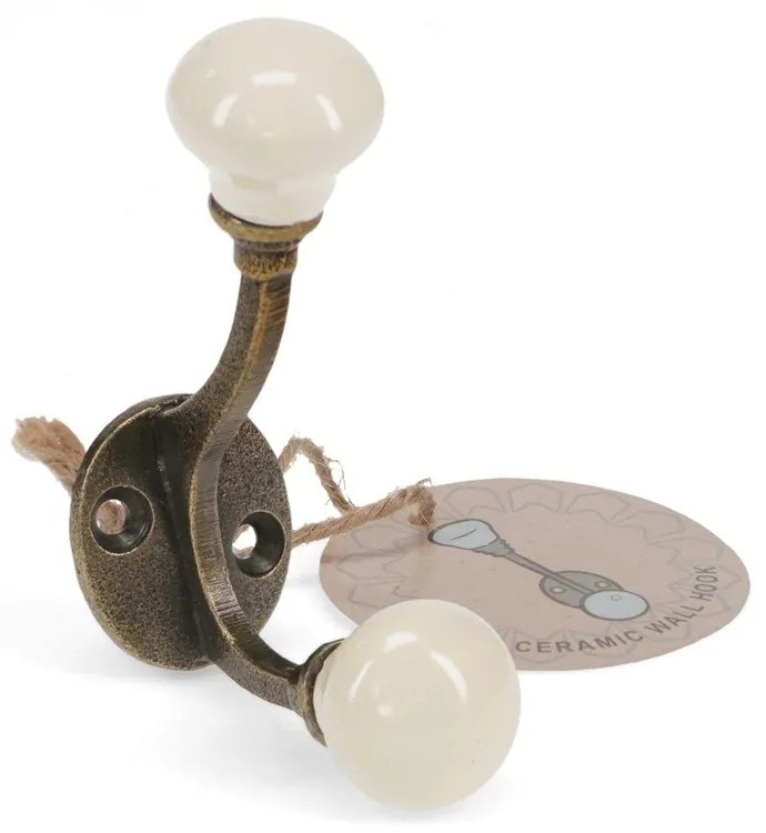 Kremowy metalowy wieszak ścienny 3 cm – Rex London