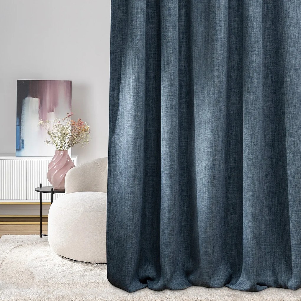 Zasłona zaciemniająca na taśmie marszczącej blackout strukturalny ciemny niebieski 140 x 280 cm 1 szt.