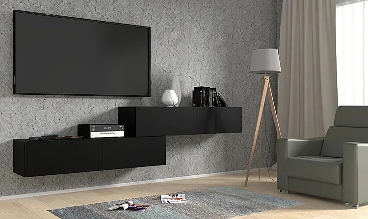 Czarna ścienna szafka rtv 140 cm - Falmi
