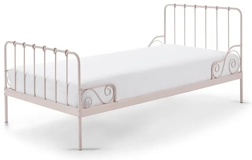 Różowe metalowe łóżko dziecięce Vipack Alice, 90x200 cm