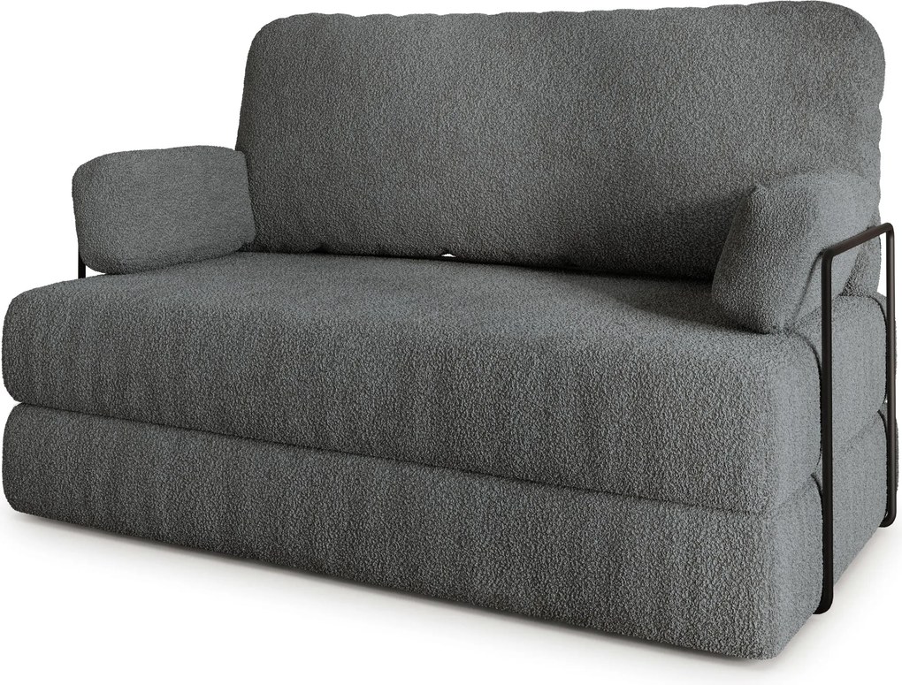 Masseno Sofa piankowa KESTE z funkcją spania, Kanapa z pianki do salonu, Bezmontażowa, Tkanina bucle – Szary QUELLE 92