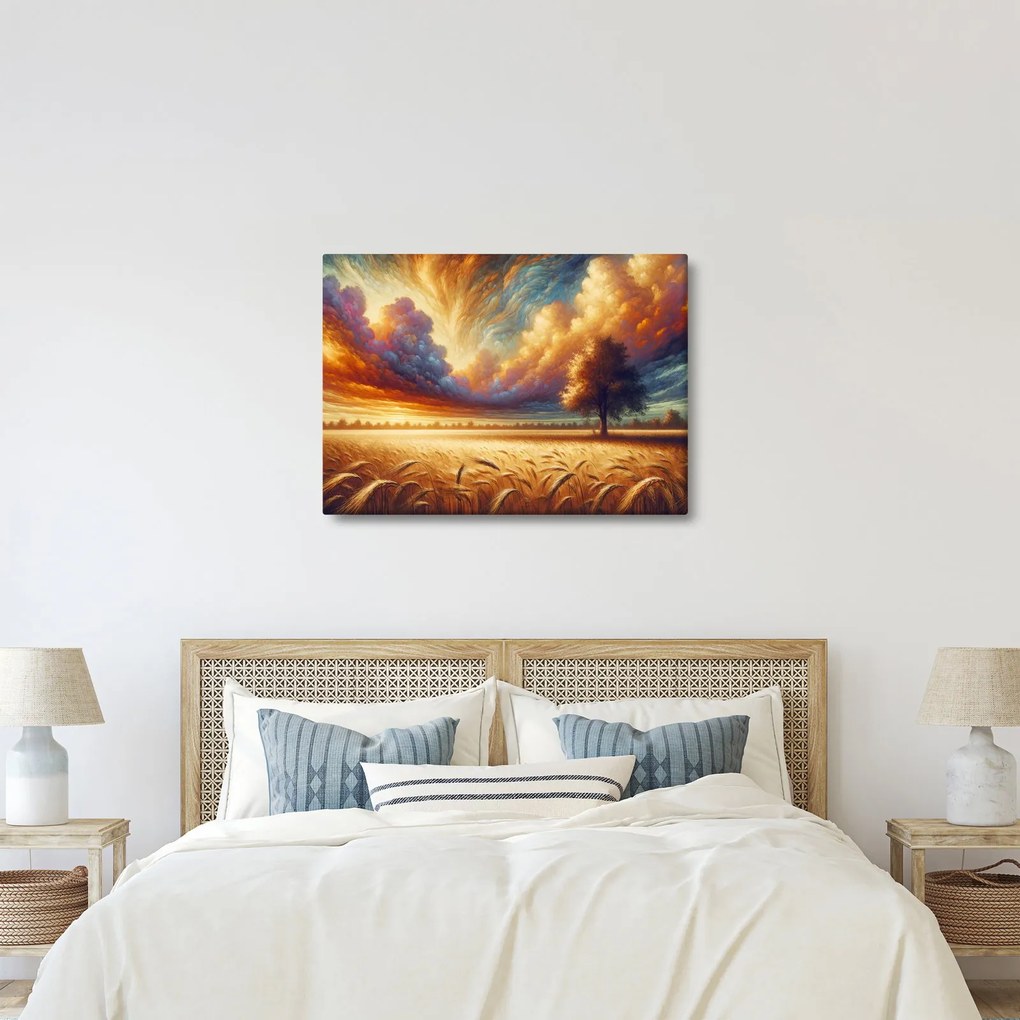 Obraz – Drzewo na polu (70x50 cm)