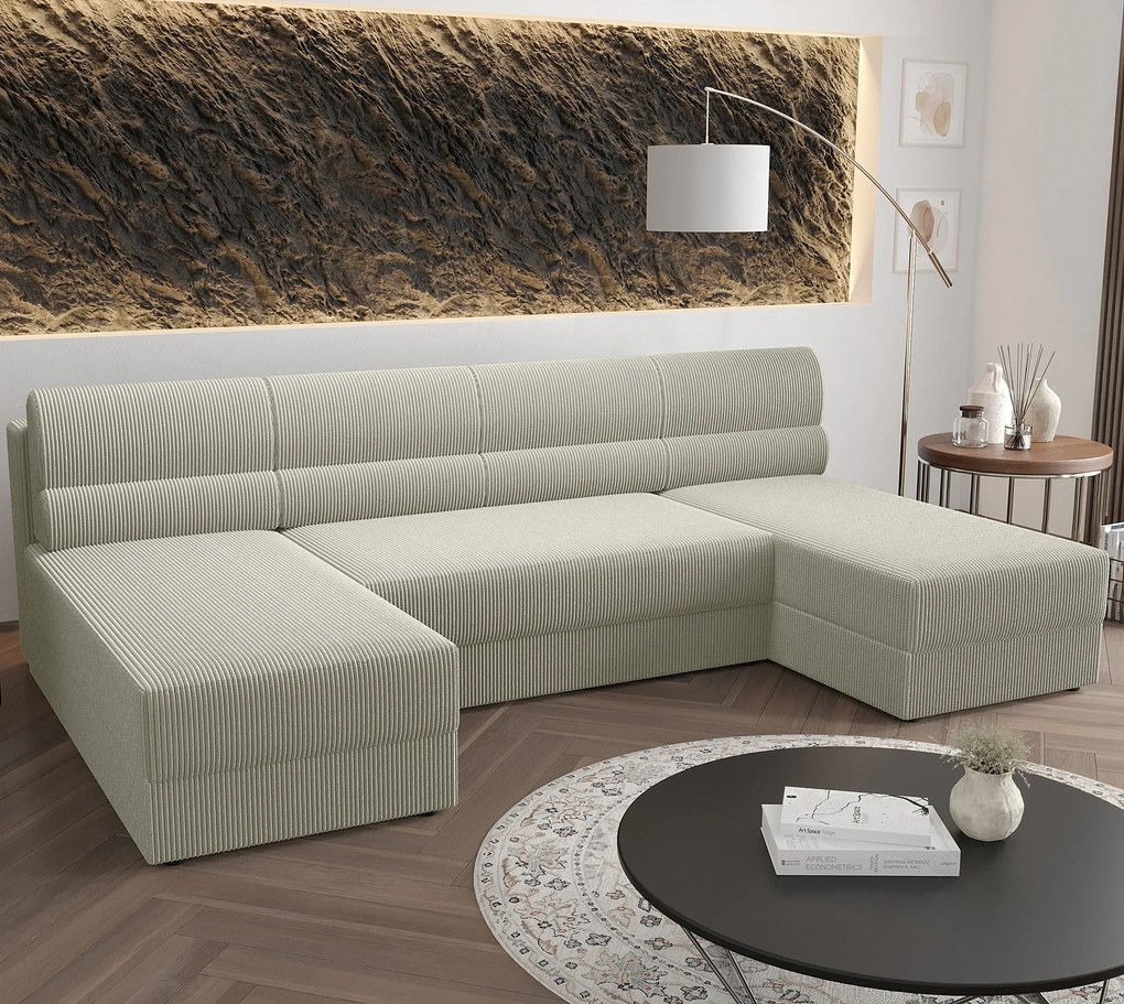 Jasnoszary narożnik tapicerowany z pojemnikiem - Torvesso