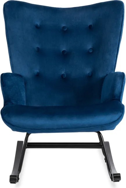 Fotel Bujany na Biegunach Uszak Wypoczynkowy ELIS Granatowy Welurowy Nowoczesny