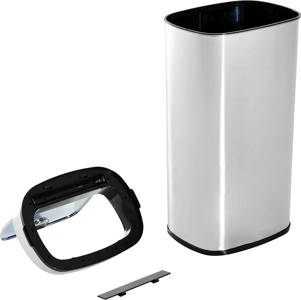 HOMCOM Automatyczny Kosz na śmieci z Czujnikiem Kuchnia Stal Nierdzewna 68L Srebrny