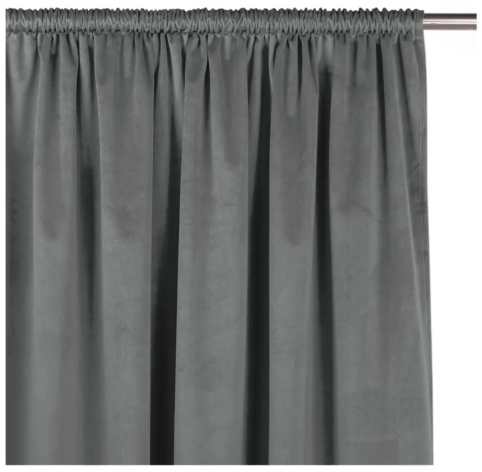 Ciemnoszara aksamitna zasłona częściowo zaciemniająca (dimout) 400x300 cm Velto – Filumi