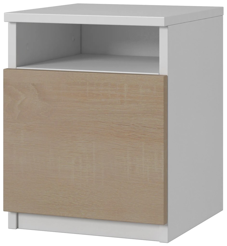 Szafka nocna CLASSIC – Biała/Dąb Sonoma | 40x30x30 cm