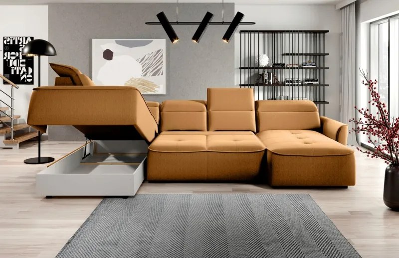 Narożnik MURILLO XL z elektryczną regulacją siedziska Lewostronny w tkaninie VOUGE 09 WERSAL