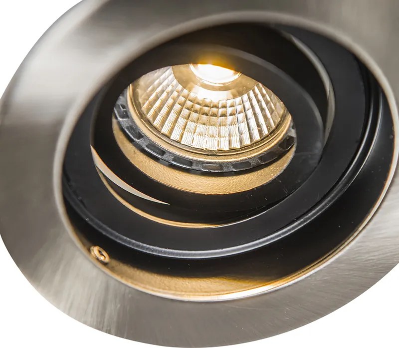 Inteligentny, nowoczesny reflektor wpuszczany stalowy z czarnym, z WiFi GU10 - Rondoo