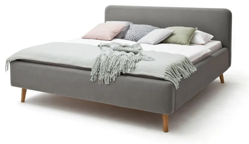 Szare tapicerowane łóżko dwuosobowe 160x200 cm Mattis – Meise Möbel
