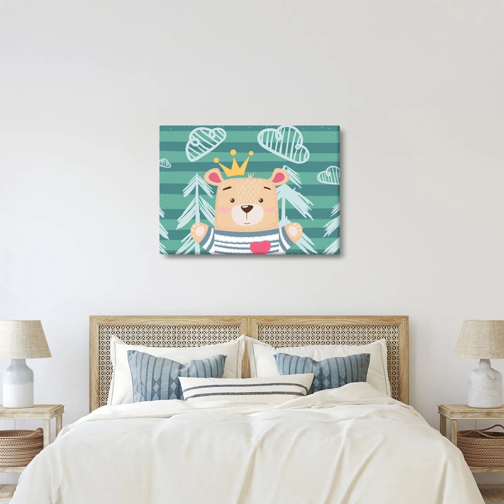 Obraz - Niedźwiadek w lesie (70x50 cm)