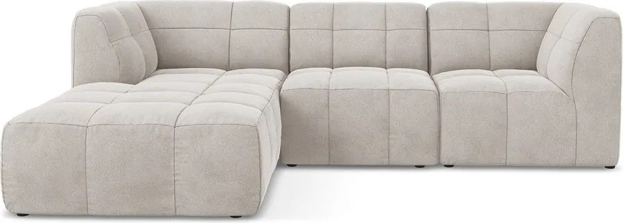 Beżowy aksamitny narożnik (lewostronny/z szezlongiem) Aloha – Makamii