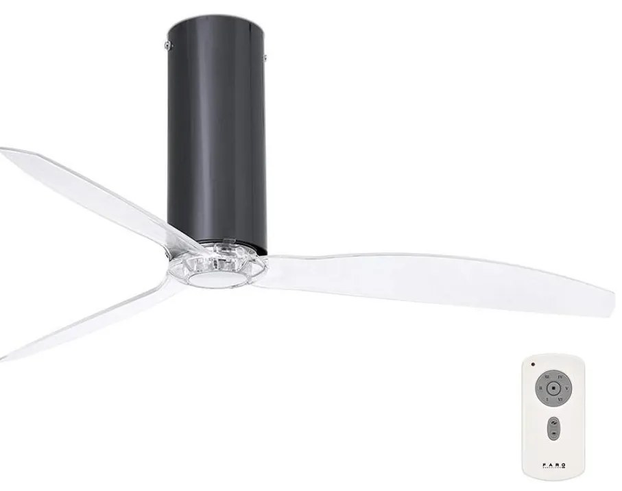 FARO 32035- Wentylator sufitowy TUBE FAN czarny/przezroczysty pr. 128 cm + DO