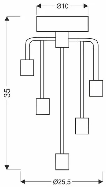 Pięcioramienna czarna lampa sufitowa pająk 6X V135 D5-D99