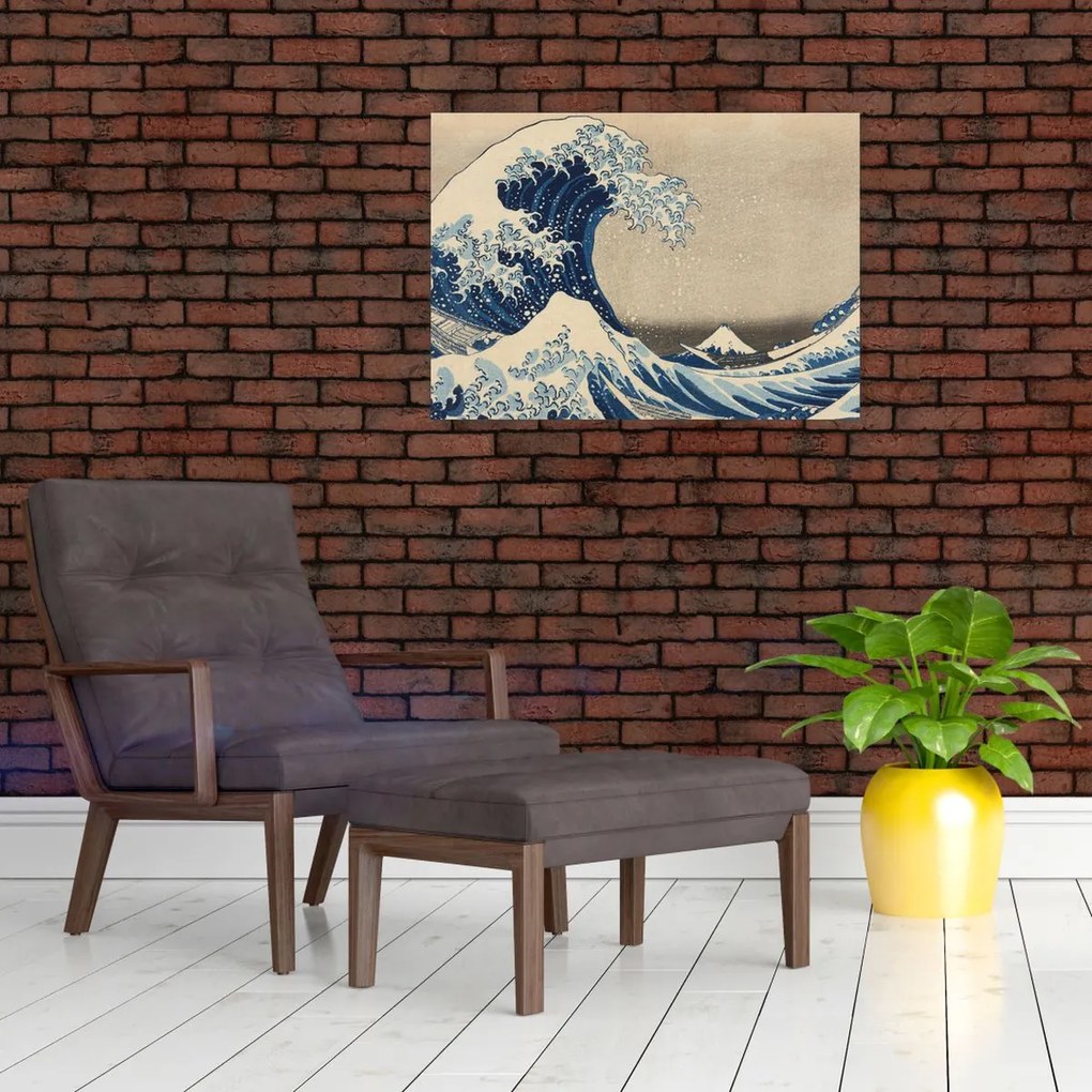 Obraz na szkle - Katsushika Hokusai, Under the Wave off Kanagawa, reprodukcje (70x50 cm)