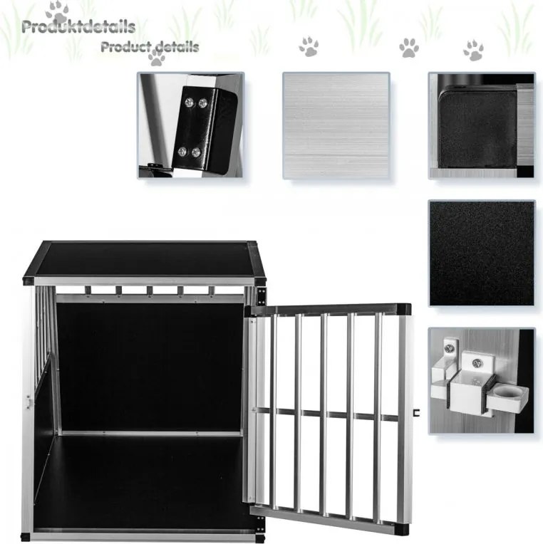 Aluminiowa skrzynia transportowa dla psów, 65 × 91 × 69,5 cm