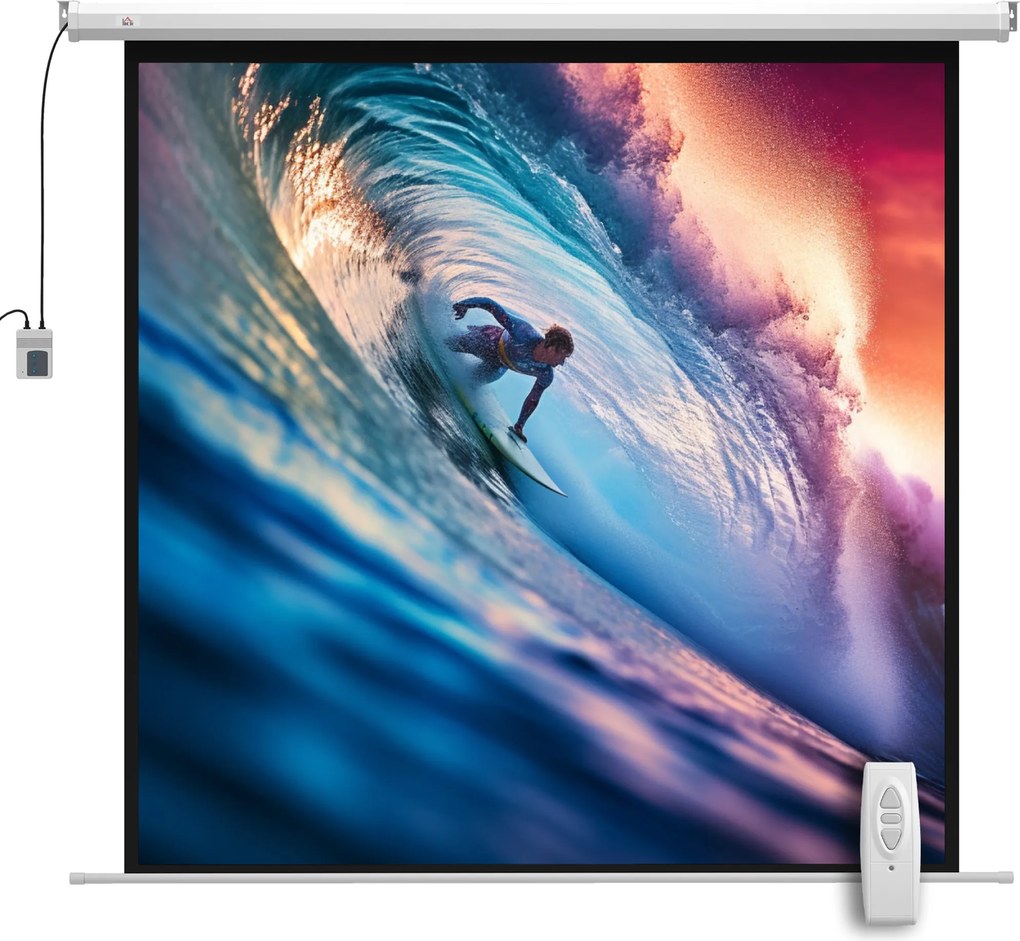 HOMCOM Ekran projekcyjny 189,5 x 189,5 cm 234 cm 1:1 HD 4K Rollo-ekran dla kina domowego dla kina domowego Prezentacje biurowe | Aosom PL