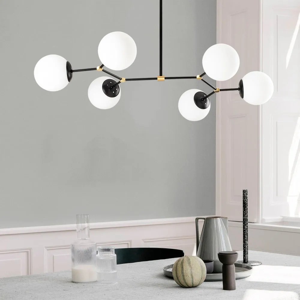 Czarna lampa wisząca z 6 kloszami Opviq lights Damar Horizontal