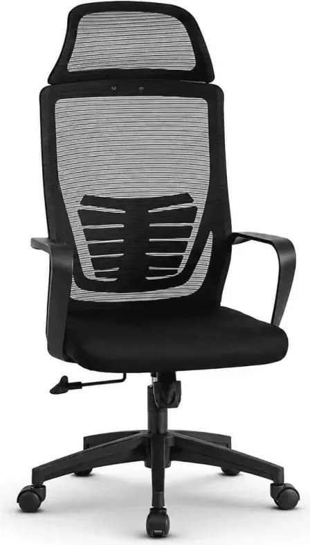 Ergonomiczny fotel biurowy obrotowy Janelle z regulowanym zagłówkiem, podparciem lędźwiowym i mechanizmem multiblock