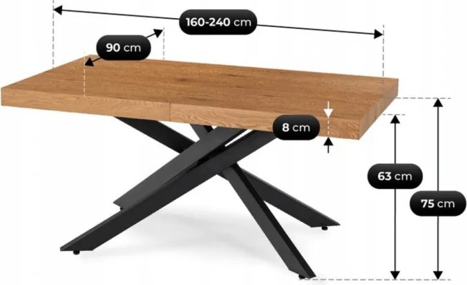 Zestaw Stół Prostokątny Rozkładany HAMPTON 160-240 cm Dąb/Czarny i 4 Krzesła Tapicerowane BRESSO Beżowe Welurowe