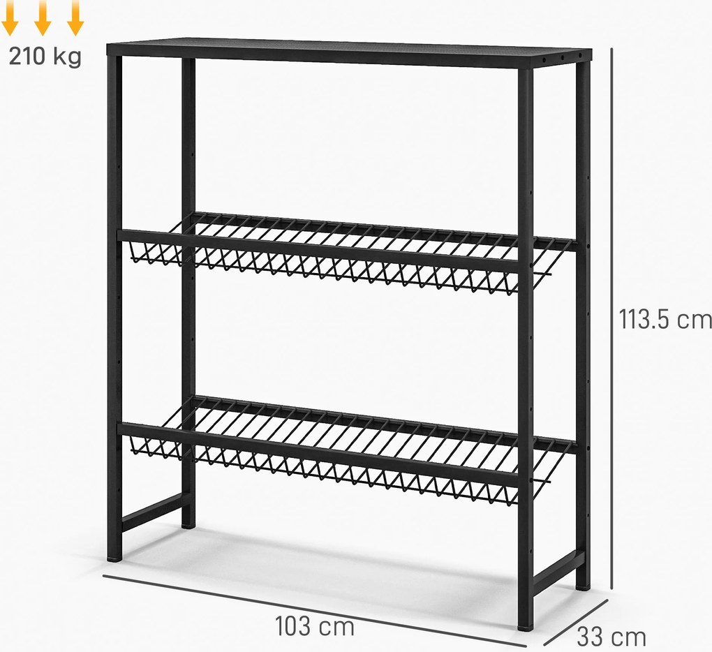 HOMCOM Regał magazynowy, regulowana wysokość, solidna metalowa konstrukcja, design oszczędzający miejsce, udźwig 210 kg, czarny