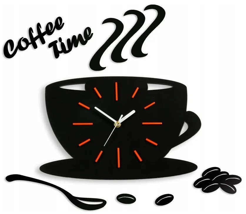 Zegar na ścianę do kuchni naklejany filiżanka cichy czarny do kuchni salonu