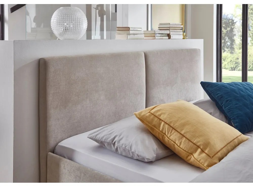Beżowe tapicerowane łóżko dwuosobowe ze stelażem 160x200 cm Piano – Meise Möbel