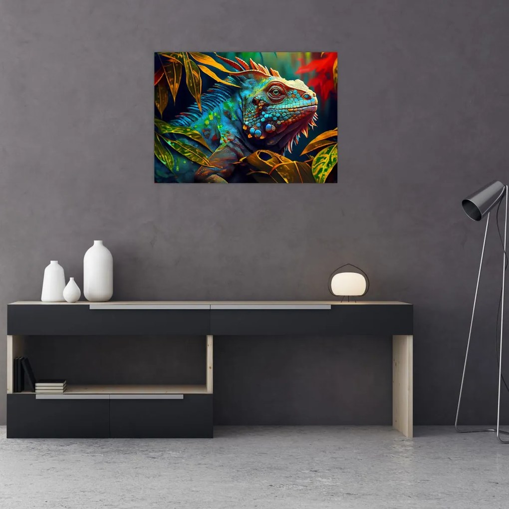 Obraz - Kolorowa iguana (70x50 cm)