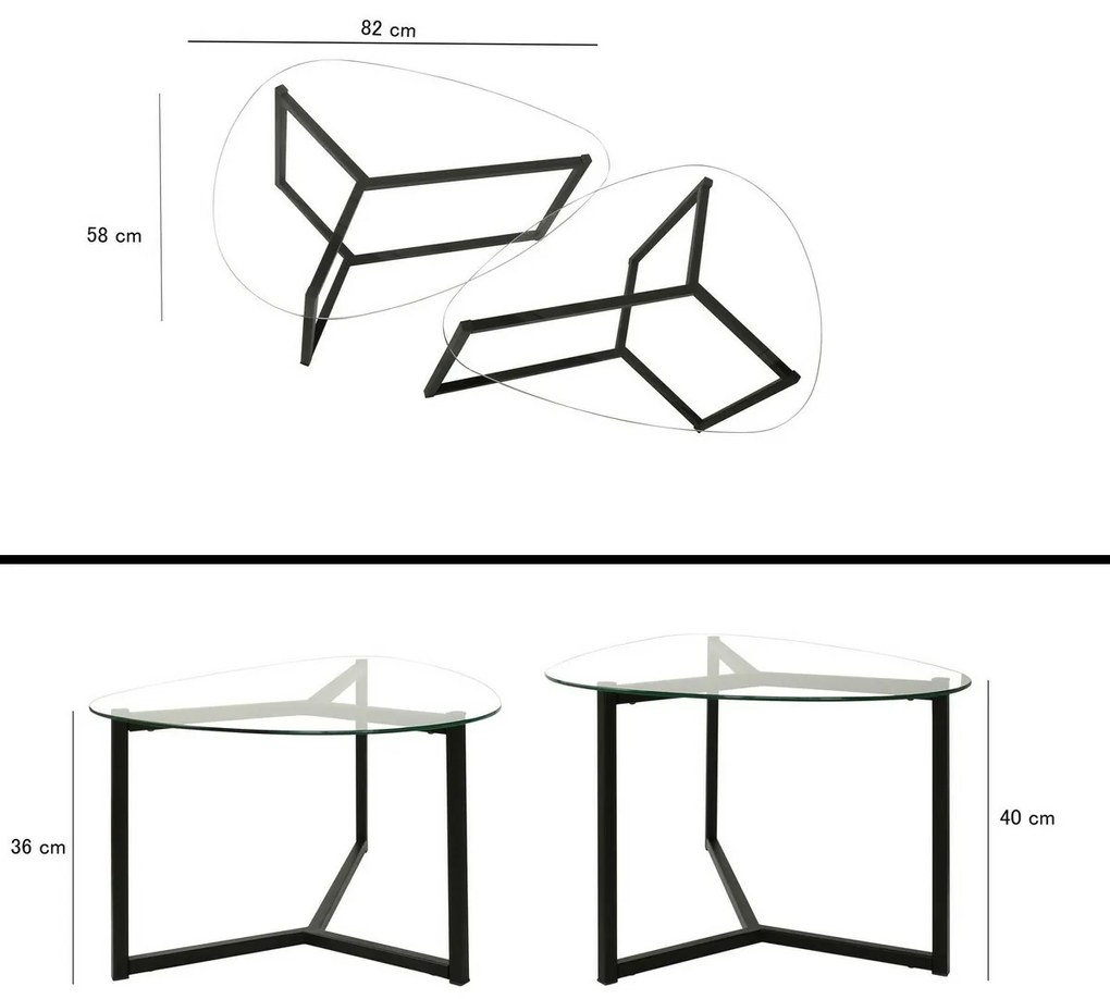 Zestaw stolików konferencyjnych Bellisimo Black, 2 szt.