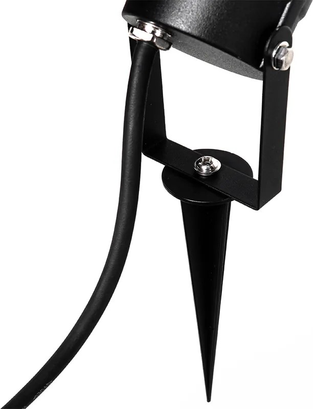 Zestaw 3 czarnych lamp ogrodowych na szpikulcu z przewodem i wtyczką IP65 - Done