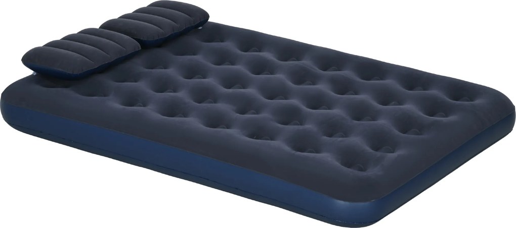 Outsunny Materac powietrzny dla 2 osób, z pompką ręczną, miękki i wytrzymały, 203x152x22cm, Niebieski