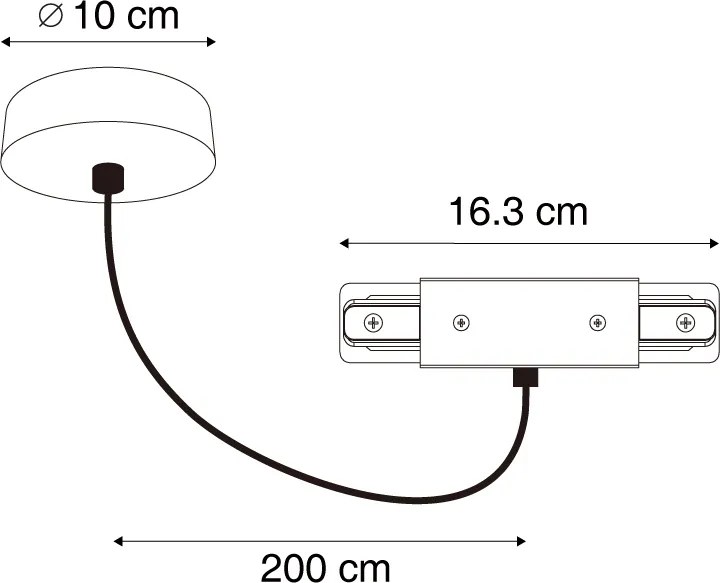 Zasilacz I do szyny 1-fazowej z okrągłą płytką montażową czarny - Iconic