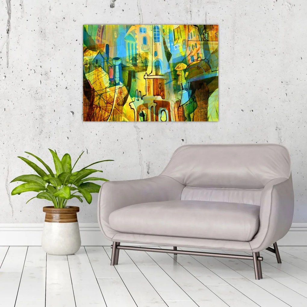 Obraz - Architektura, abstrakcja kubistyczna (70x50 cm)