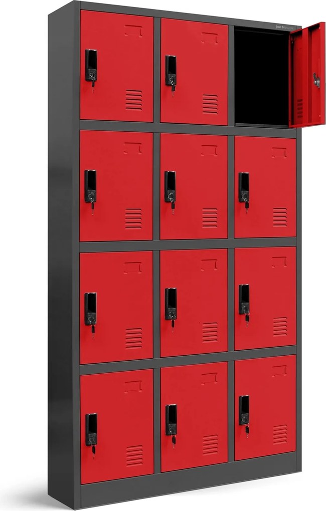 Szafa BHP z 12-skrytkami 90x40x185 cm Marcin antracyt/czerwony