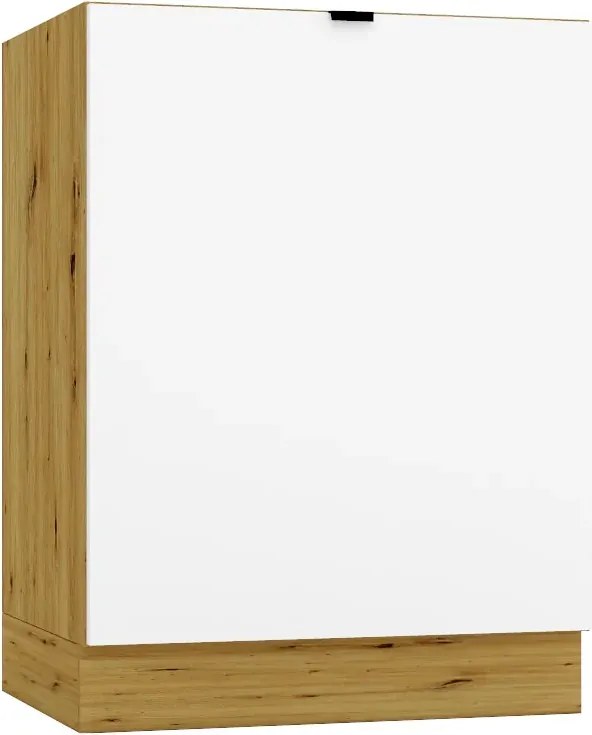 Jednodrzwiowa szafka kuchenna pod zlew 60 cm biały + dąb artisan W0-H37