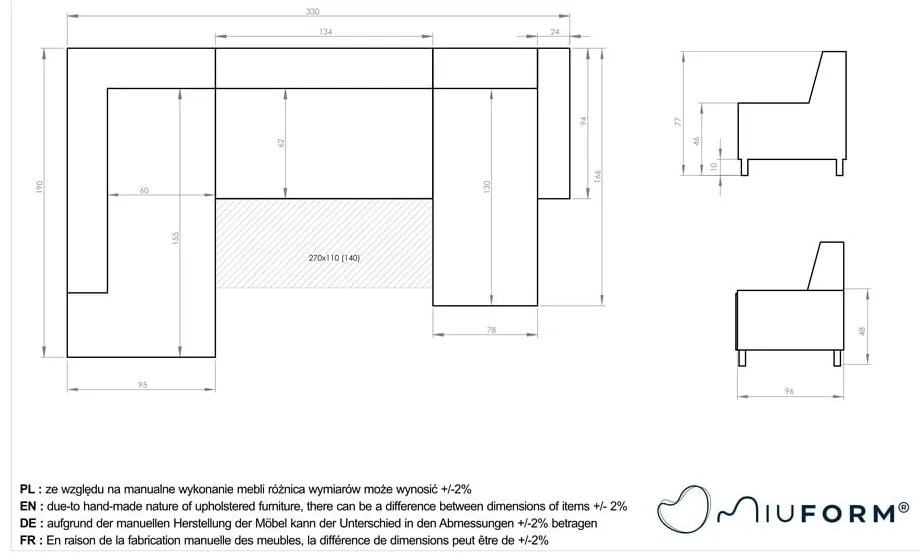 Ciemnoszara rozkładana sofa w kształcie litery "U" Miuform Dazzling Daisy, prawostronna